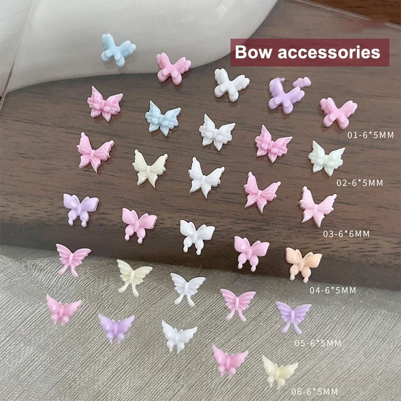 3D Butterfly Nail Charms – 6-Grid Colorful Resin Flat-Back Set