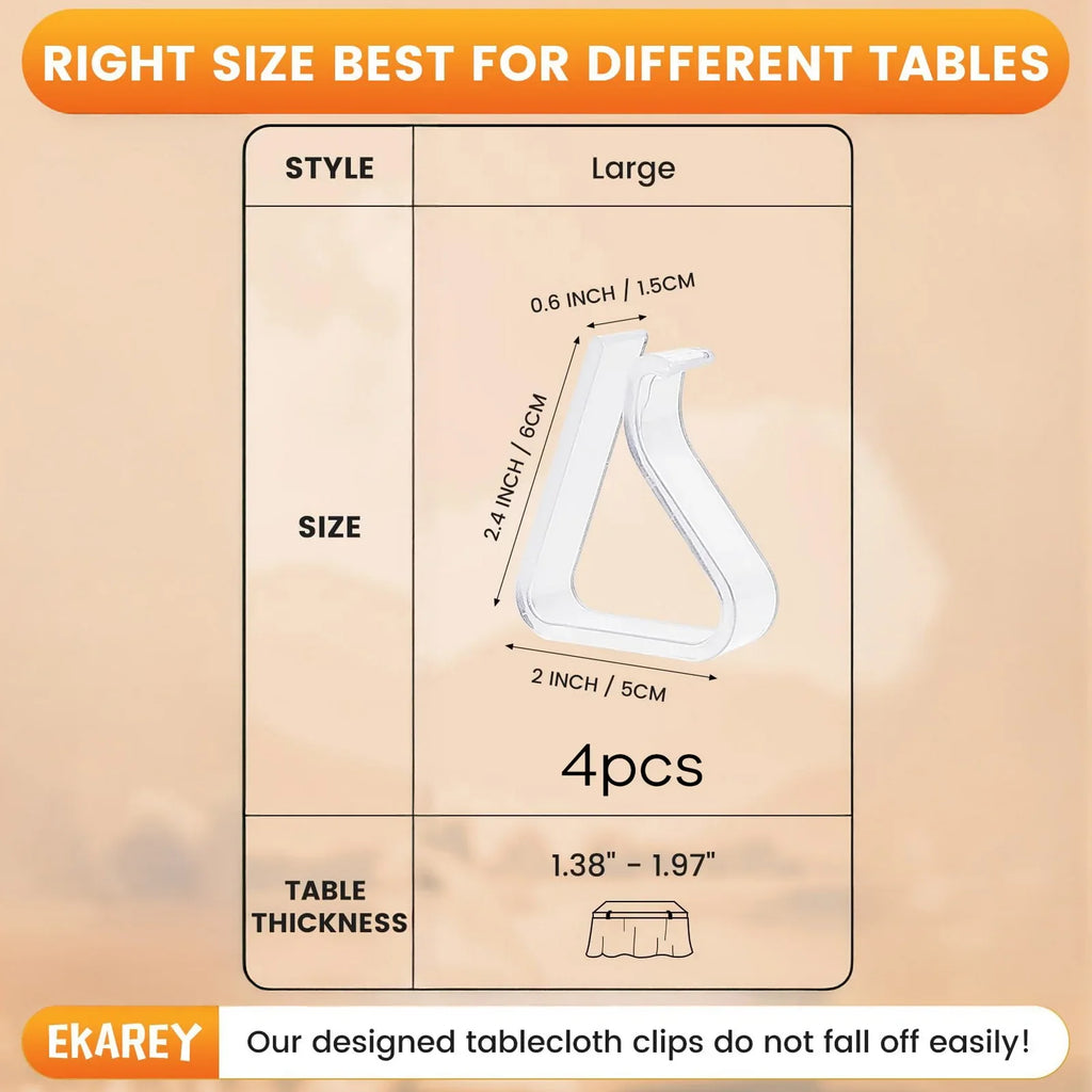 Clear Plastic Tablecloth Clips – Windproof Non-Slip Clamps