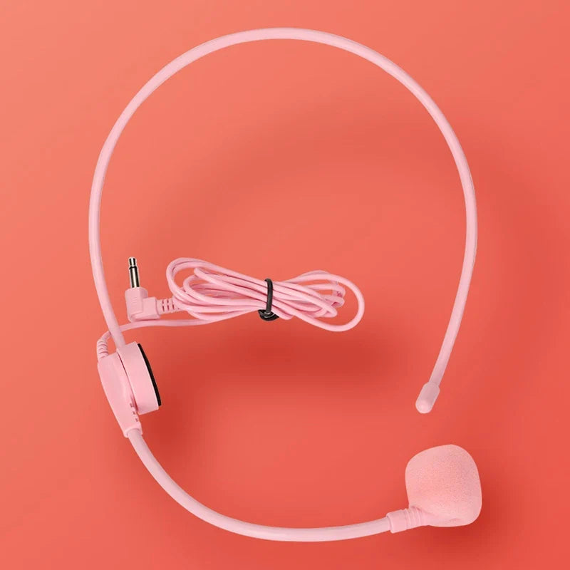 3.5mm Headworn Wired Microphone Headset – Pink, Clear Sound