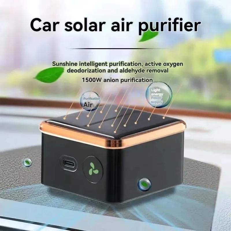 Solar USB Car Air Purifier – Negative Ion Odor Eliminator