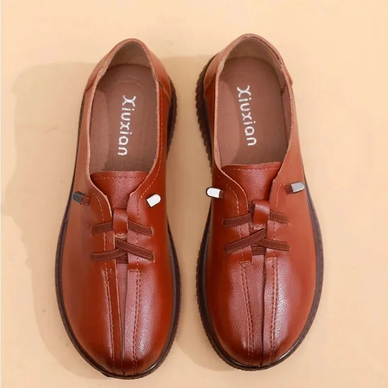 Women's Genuine Leather Loafers – Flat Slip-On Moccasin Shoes