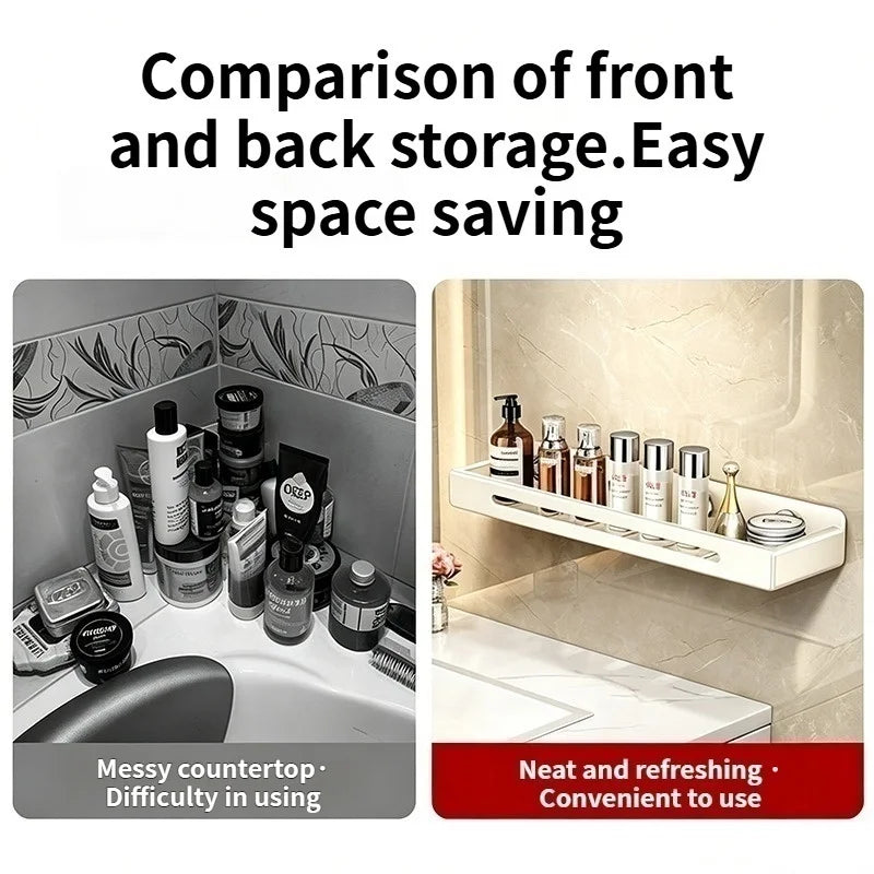 No-Drill Wall Mount Suction Cup Bathroom Shelf | Storage Rack