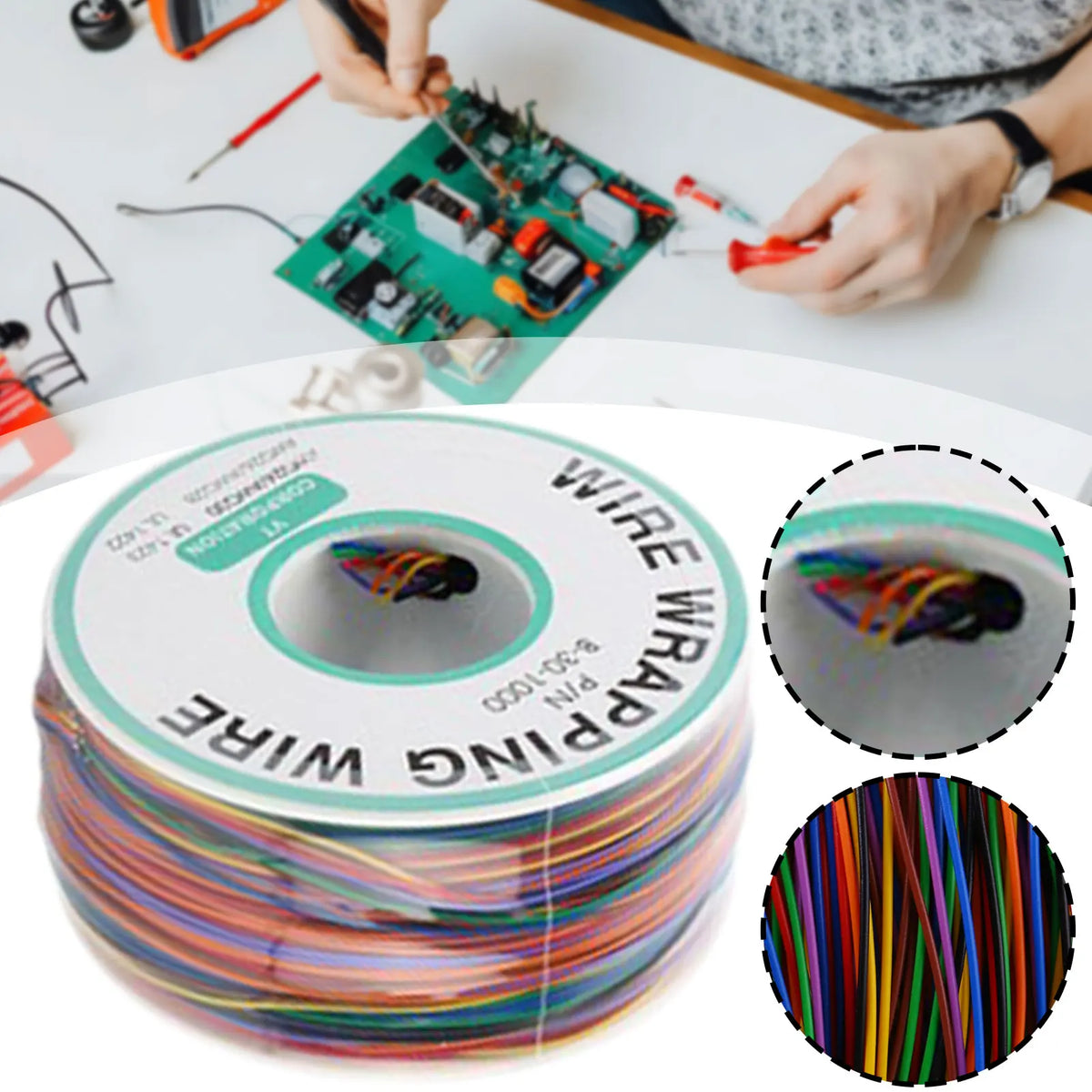 8-Color 30AWG PCB Wire Wrapping Cable 250m Spool | Tinned Copper