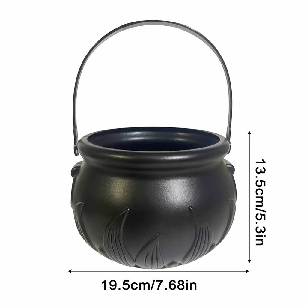 Halloween Witch Cauldron Candy Bucket | Flame Stripe Resin Pot