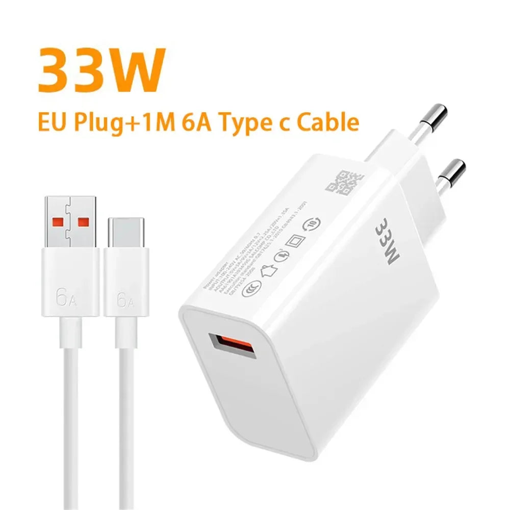33W USB-C Fast Charger + 6A Cable | Xiaomi iPhone OnePlus