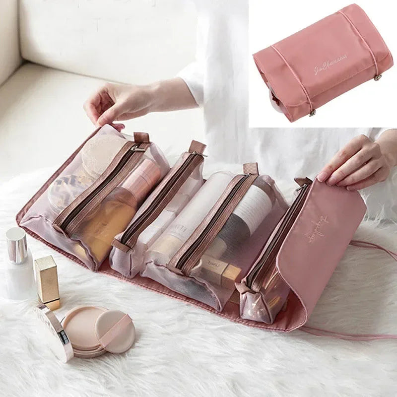 Large Waterproof Travel Makeup Bag with Divider & Handle