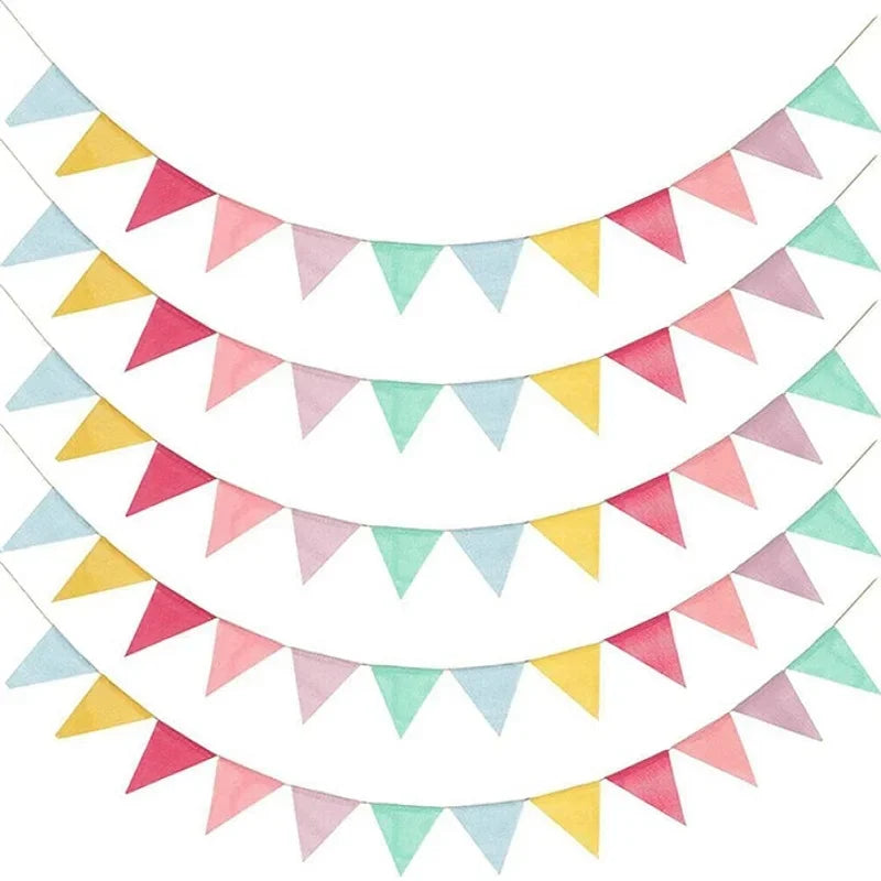 Colourful Linen Pennant Bunting Banner 4m | Party Garland