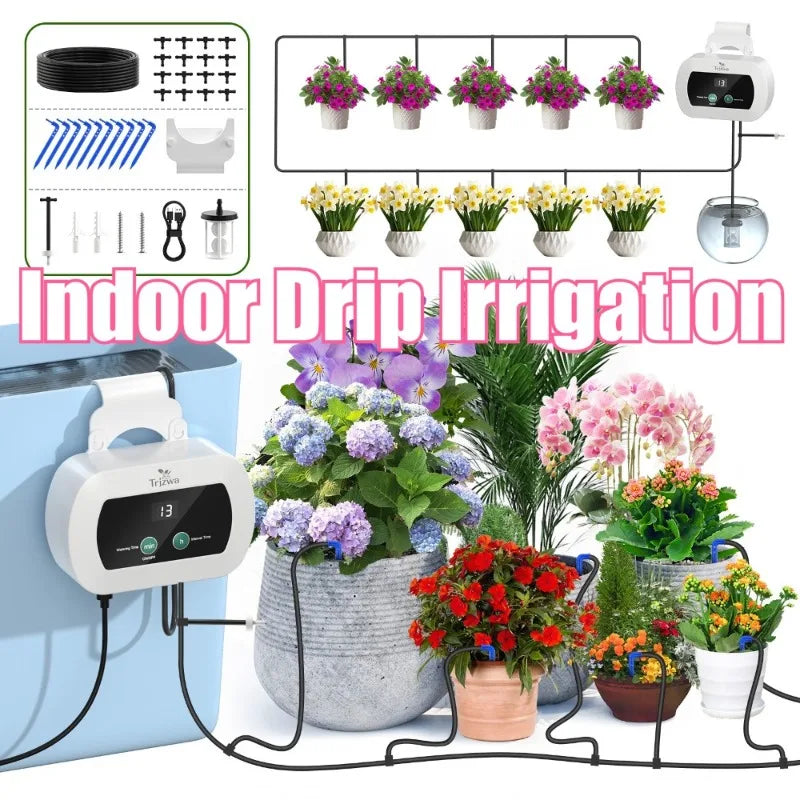 Indoor Automatic Drip Irrigation System – 10 Drip Tips & Timer