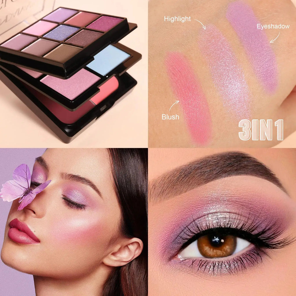 Handaiyan 3-in-1 Eyeshadow, Blush & Highlighter Palette