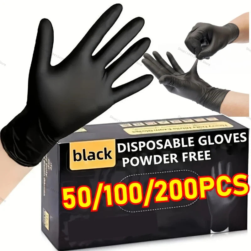 Black Nitrile Disposable Gloves 100pk – Powder Free S/M/L/XL