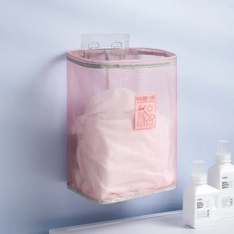 Wall-Mounted Foldable Laundry Basket | Large Mesh Hamper