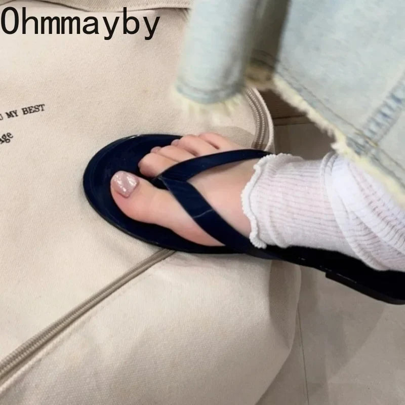 Women's Clip Toe Flip Flops – Elegant Solid Color Summer Slides