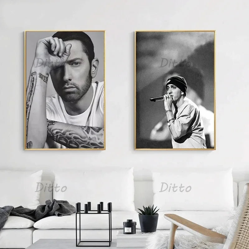 Eminem Vintage Hip Hop Canvas Wall Art | Minimalist Music Print