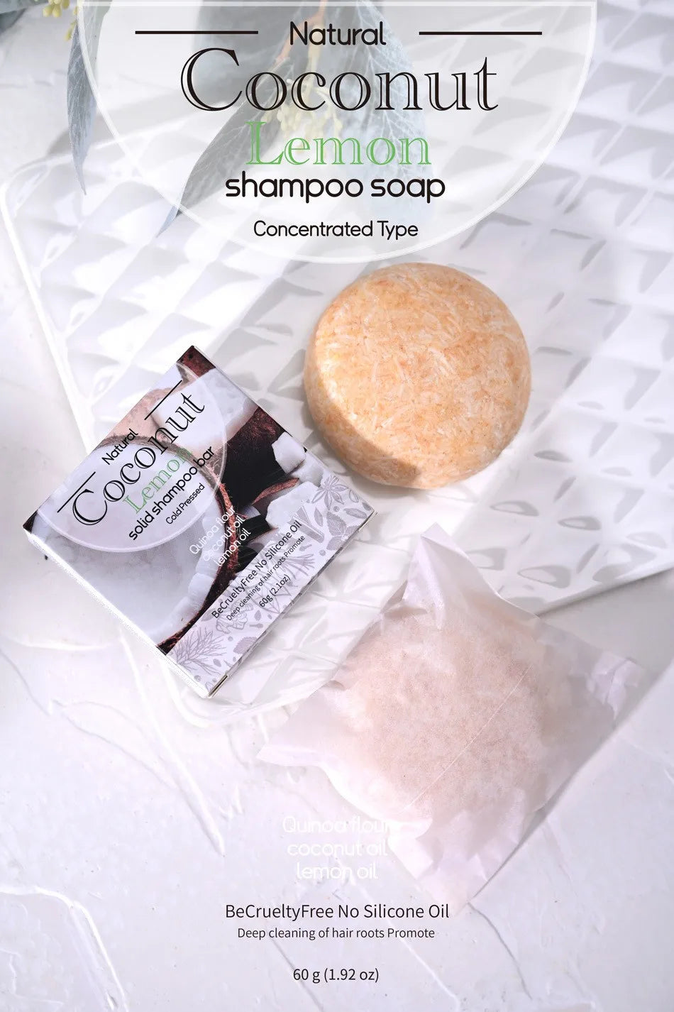 Coconut Oil & Shea Butter Solid Shampoo Bar for Men – 60g