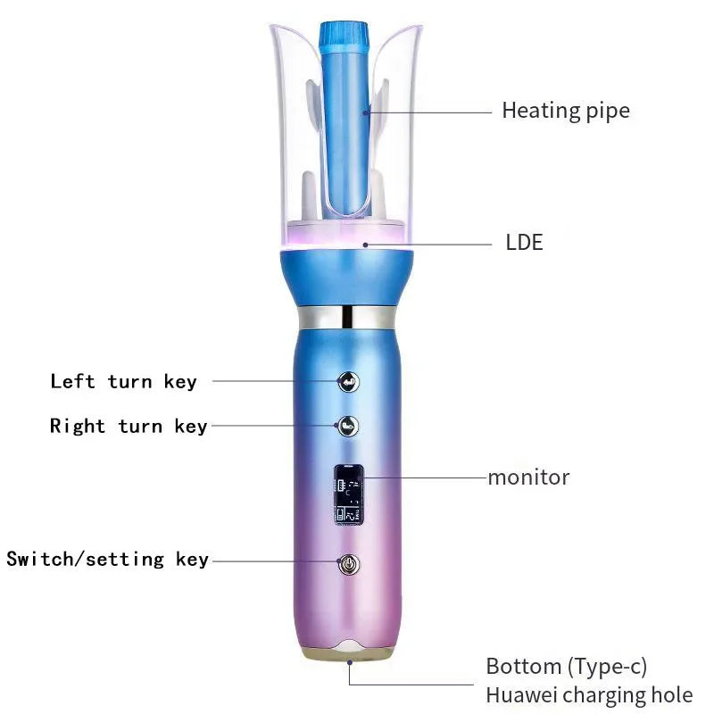 1-Inch Automatic Ceramic Hair Curler | Anti-Tangle, Large Slot