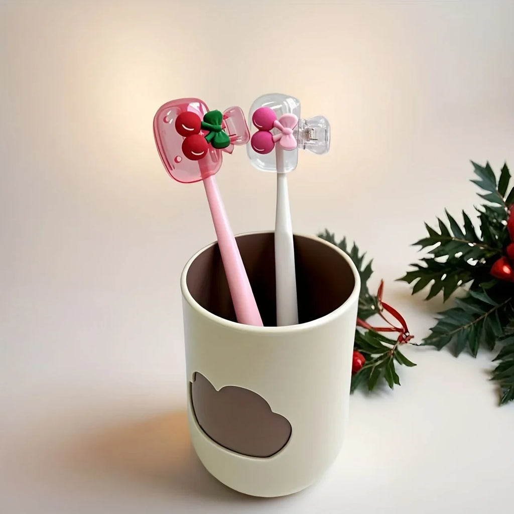 Cherry Toothbrush Holder – Dual Drainage, Protects Bristles