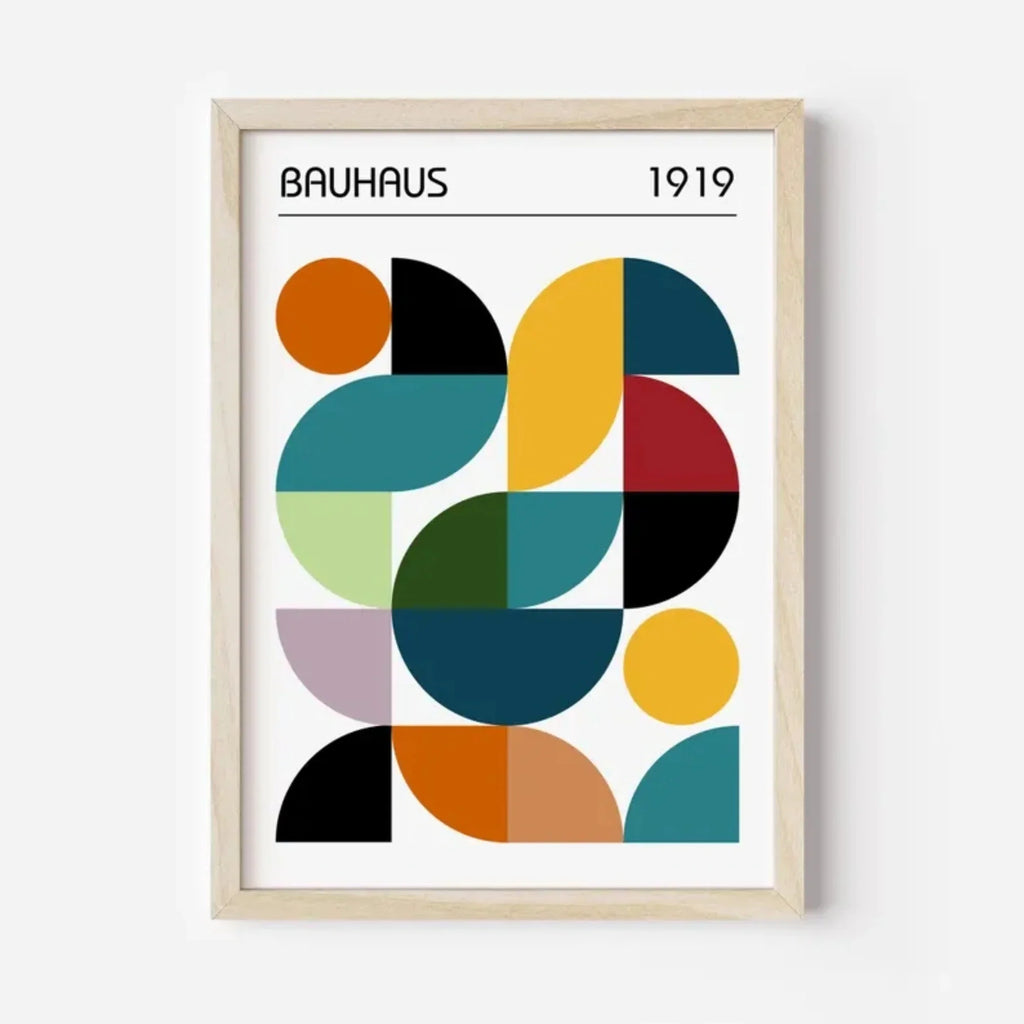 Mid Century Modern Bauhaus Geometric Canvas Wall Art Print