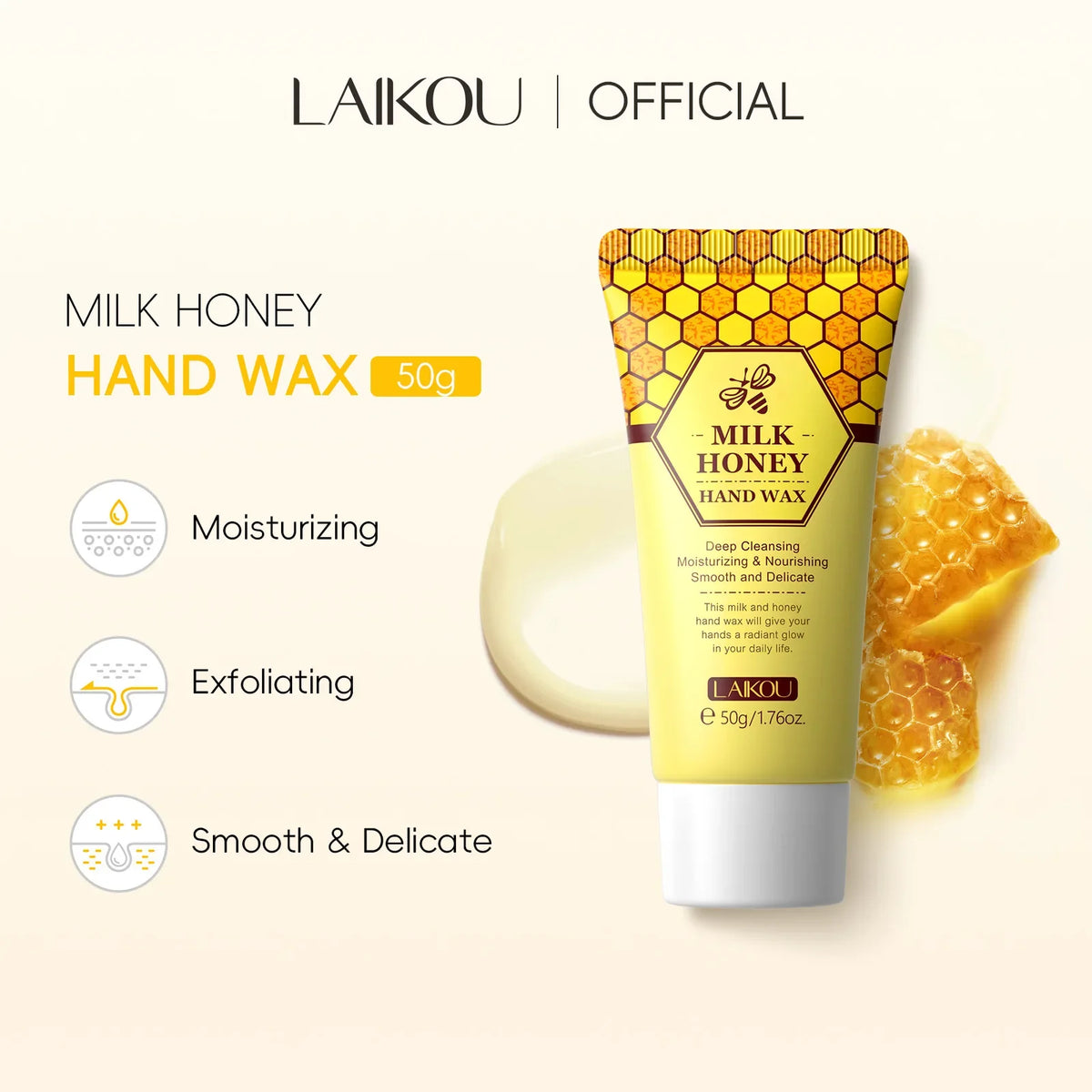 LAIKOU Honey Hand Wax Exfoliating Moisturizing Peeling Mask 50g