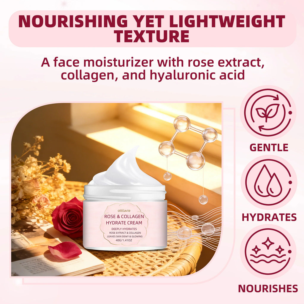 Ottilavie Rose Collagen Hydrating Face Cream | All Skin Types