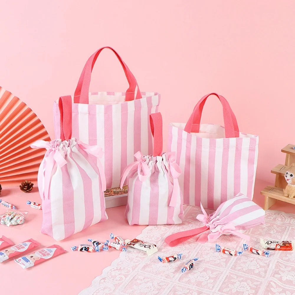 Colorful Striped Canvas Bag Large Capacity Handbag Children's