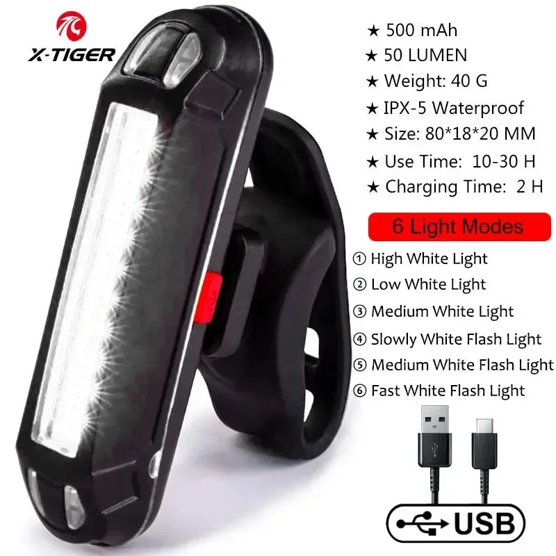 USB Rechargeable Bike Tail Light – 6 Modes, IPX5 Waterproof