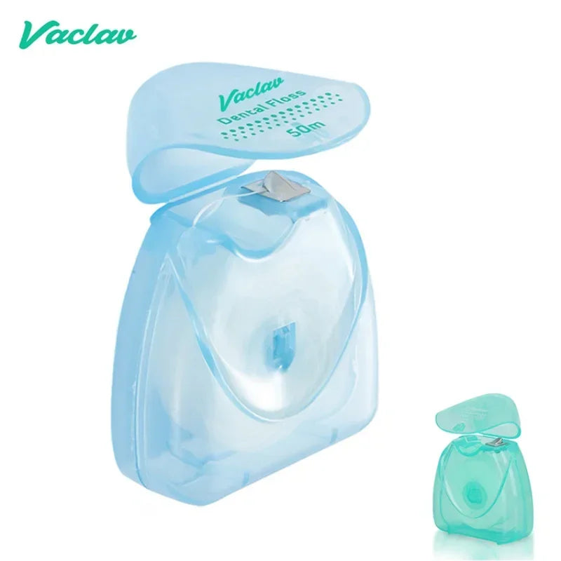 Portable 50m Waxed Dental Floss with Travel Case | Oral Care