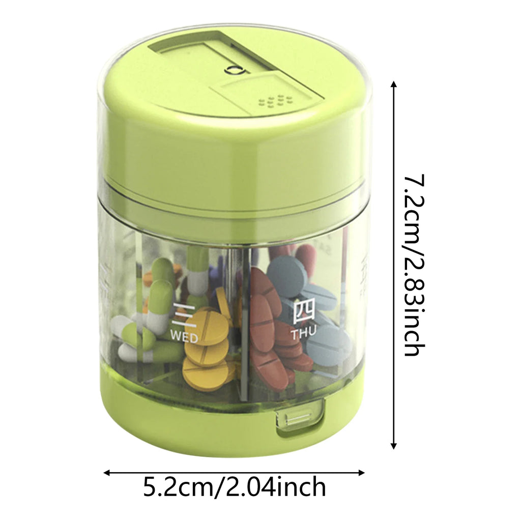 7-Day Portable Pill Organizer with Built-In Pill Cutter Lid