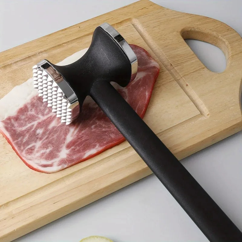 Stainless Steel Meat Tenderizer Hammer with Rubber Grip