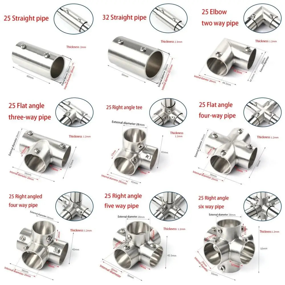 Tee Straight Elbow Pipe Connector 2 3 4 5 6 Way Stainless Steel