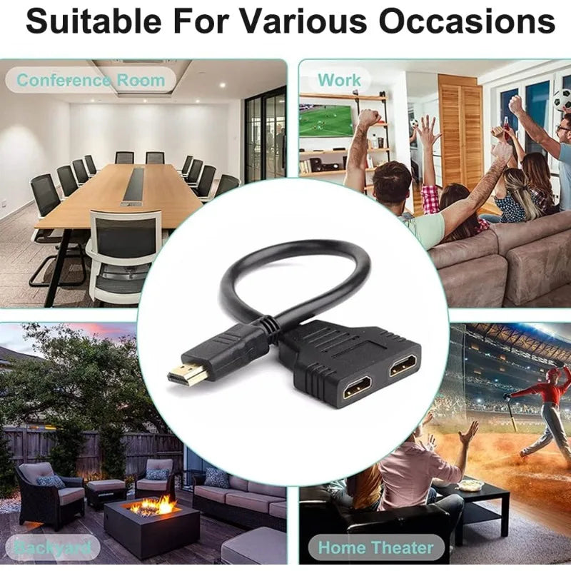 HD 1080P HDMI Splitter – 1 In 2 Out Dual Port Adapter Cable