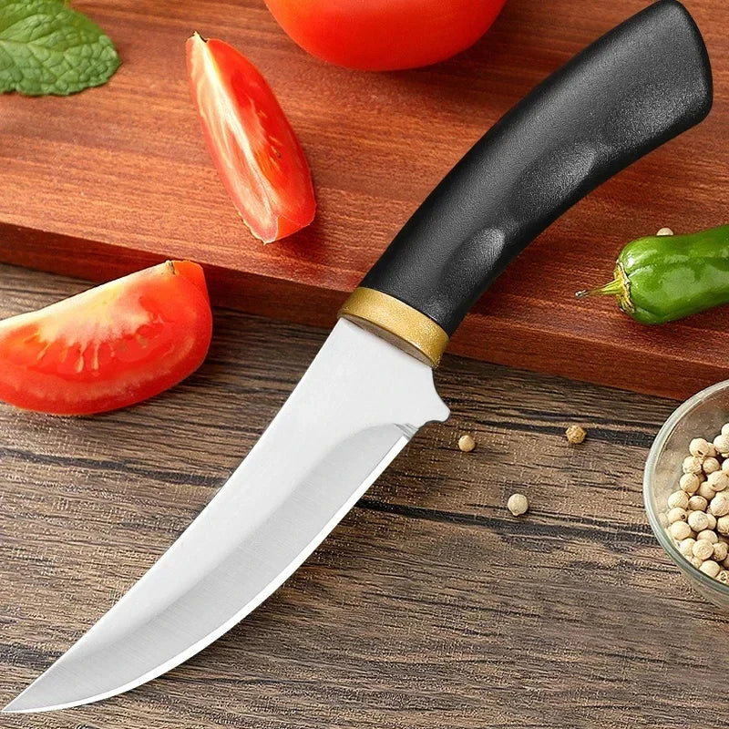 Stainless Steel Outdoor Knife with Sleeve & Plastic Handle