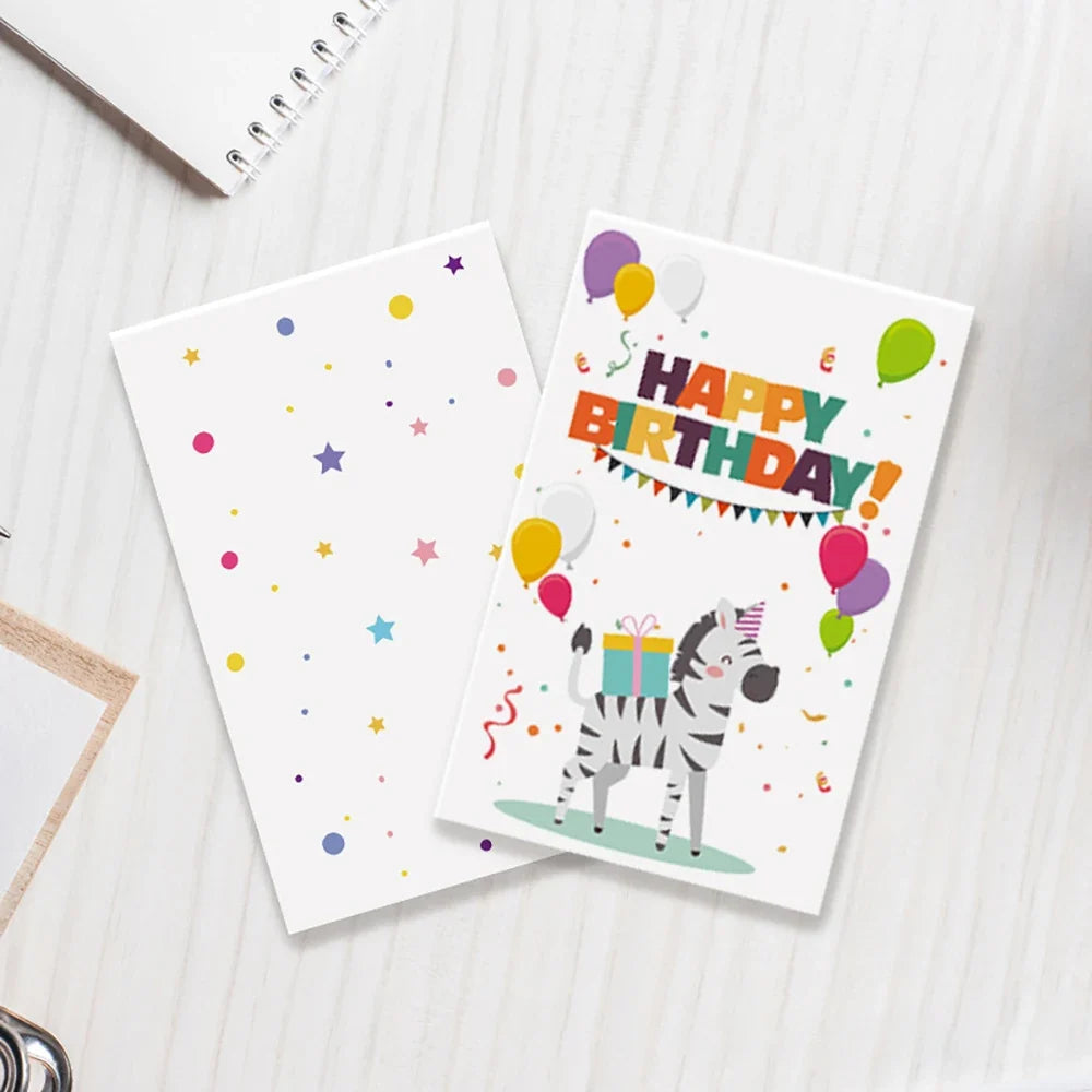 6 cards+6 Envelopes Birthday Greeting Cards English Blessings Small