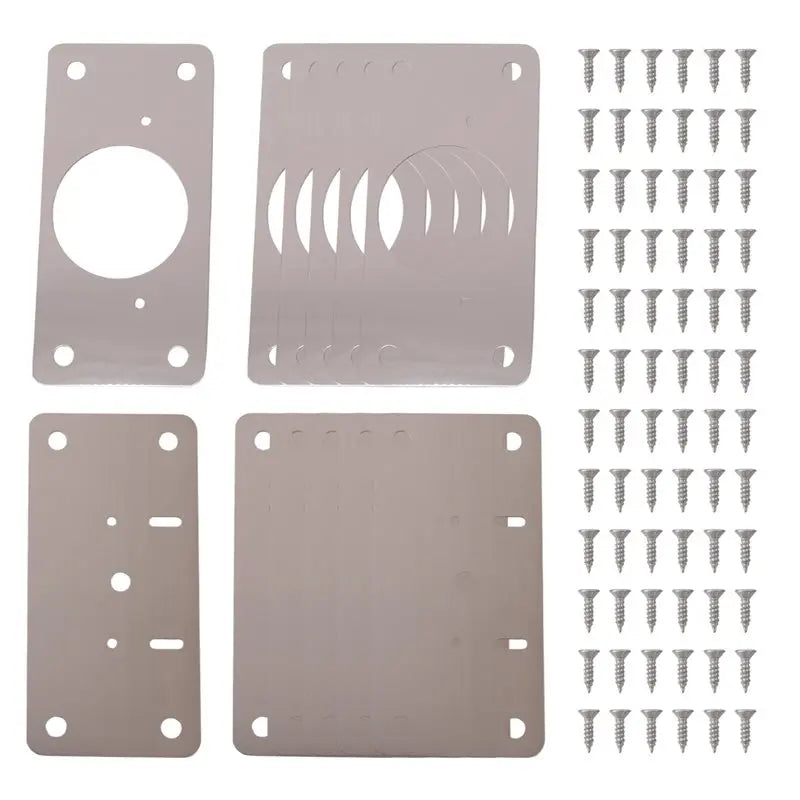A36T-12-Pack Hinge Repair Cabinet Door Plate Silver Stainless Steel