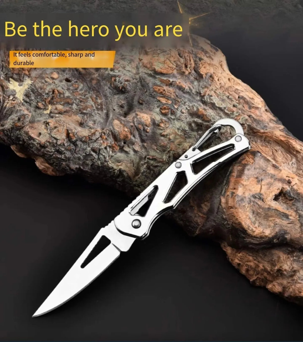 Stainless Steel Folding Fruit Knife – Pocket Knife with Keychain
