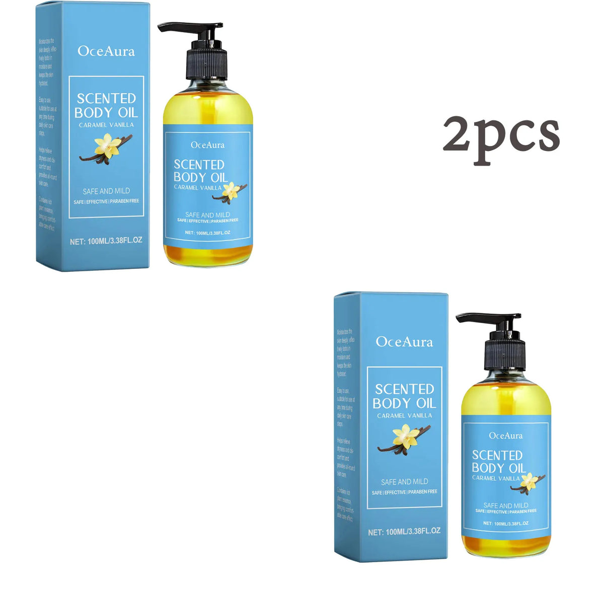 OceAura Vanilla Body Massage Oil – Moisturizing Nourishing Spa Oil