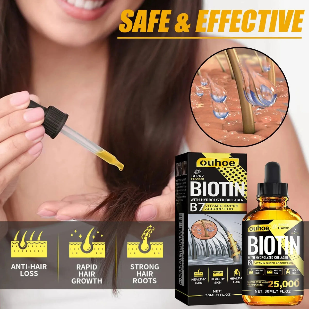 OUHOE Collagen B7 Vitamin Hair Essential Oil Moisturizes Softens Care