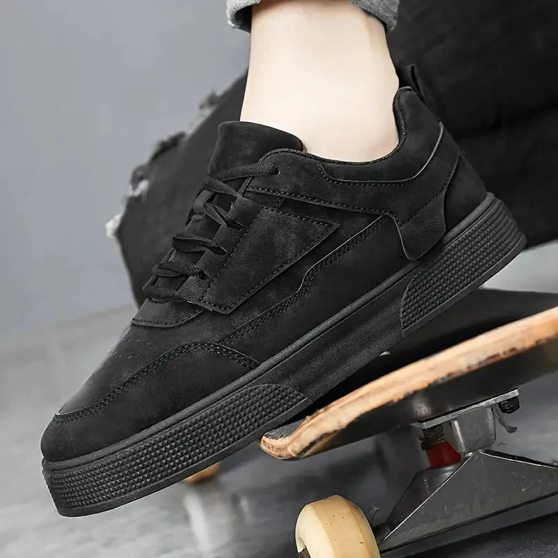 Men's Suede Low-Top Lace-Up Sneakers – Casual Street Style