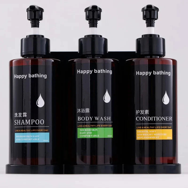 Wall-Mounted Manual Soap Dispenser Set – No-Drill Bottles