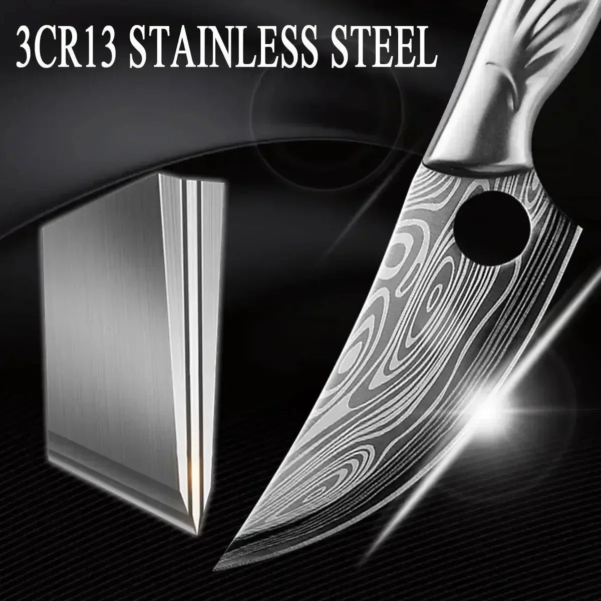 5.5-Inch 5CR15 Stainless Steel Kitchen Cleaver & Utility Knife