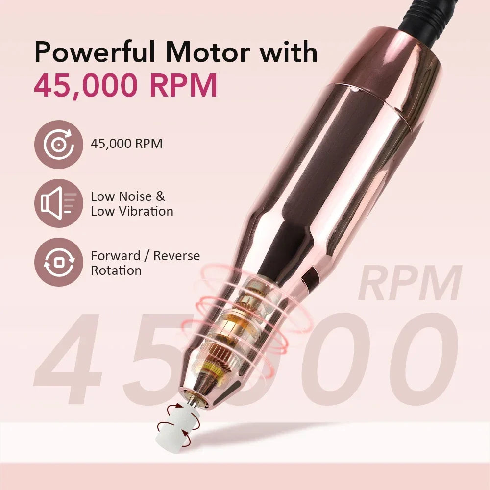 Wireless Electric Nail Drill 45000RPM 4000mAh | Manicure Tool