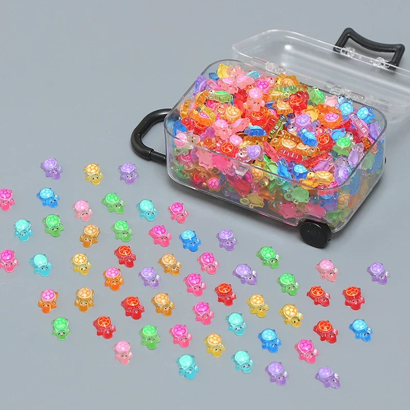 100 Pcs Glow-in-the-Dark Mini Turtle Resin Figurines Fairy Garden