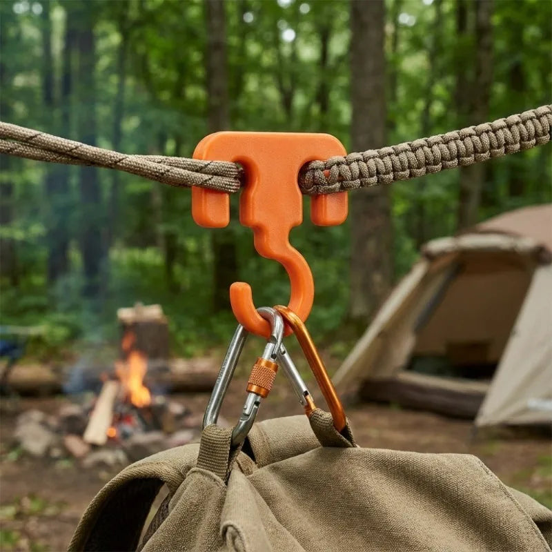 2-Pack Portable Camping Hooks | Multifunctional Clothes Lanyard Hook