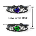 Zodiac Constellation Braided Leather Bracelet | Glass Dome Charm