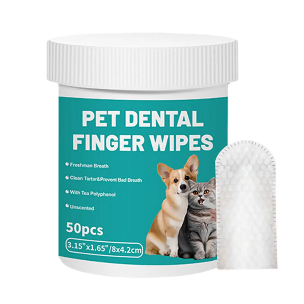 Pet Dental Finger Wipes 50 Pack | Dog & Cat Teeth Cleaning