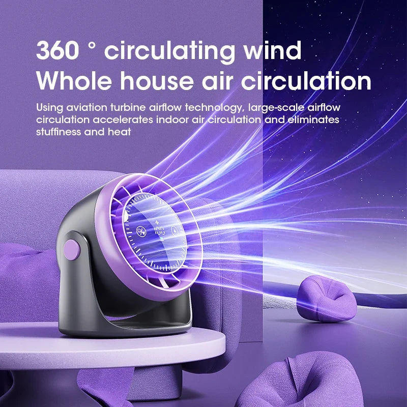 100-Speed Rechargeable Desktop & Wall Mount Air Circulator Fan