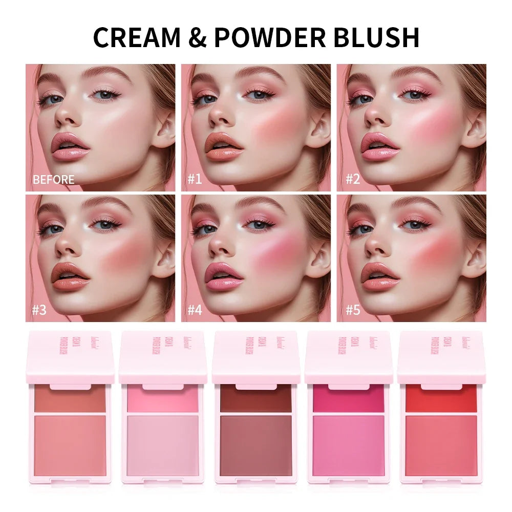 Lakerain Cream & Powder Blush Duo – 5 Shades, Matte Finish
