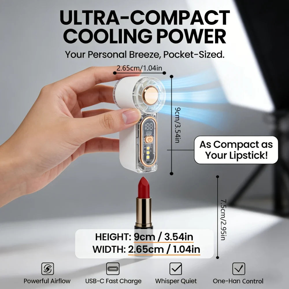 Mini Creative Handheld Fan High-power Display Screen Light USB