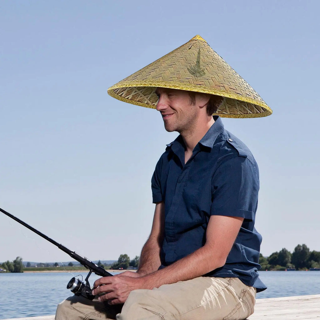 Handwoven Conical Bamboo Straw Hat – Unisex Sun Cap