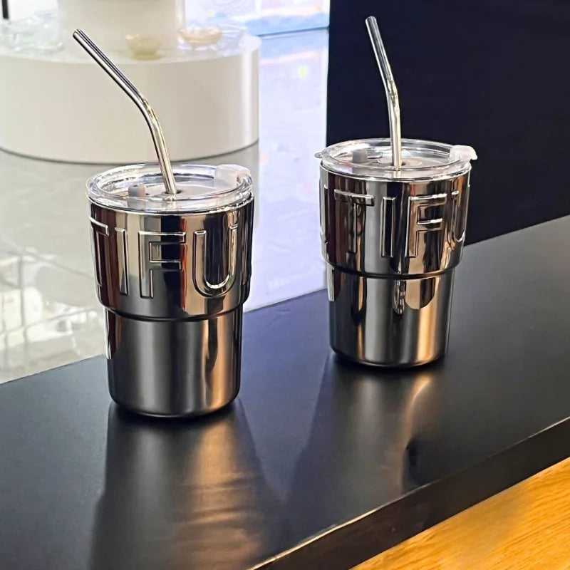 2026 Glass Straw Coffee Cup Female Ins Feng Shui Lid Creative