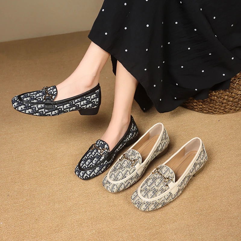 Women's Monogram Bow Loafers – Jacquard Slip-On Dress Shoes